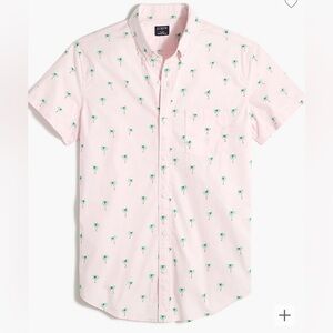 J.Crew Flex Washed Mens Short Sleeve Button Shirt Sz.L Slim/Palm Tree Print